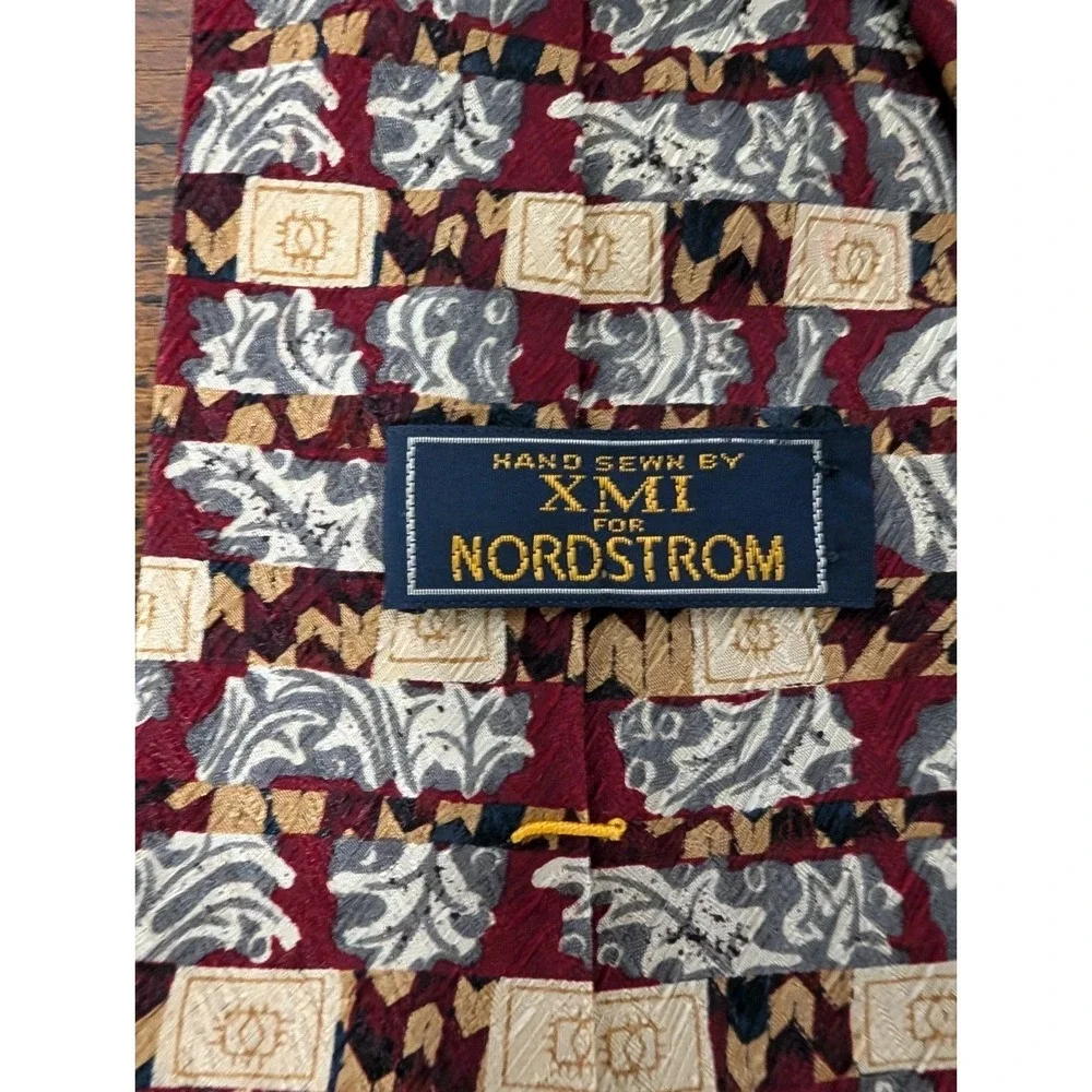 XMI For Nordstrom Men's 100% Silk Tie ~ Geometric ~ Hand Sewn in USA!‎